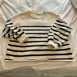 Madewell Conway Pullover Sweater Navy Striped Medium NWT